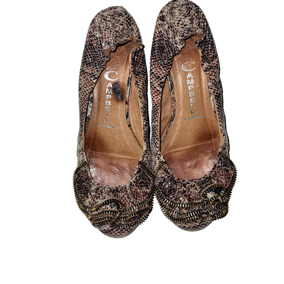 Jeffrey Campbell Brown Python Snake Ballet Flats Leather Zipper 7 - Picture 2 of 8